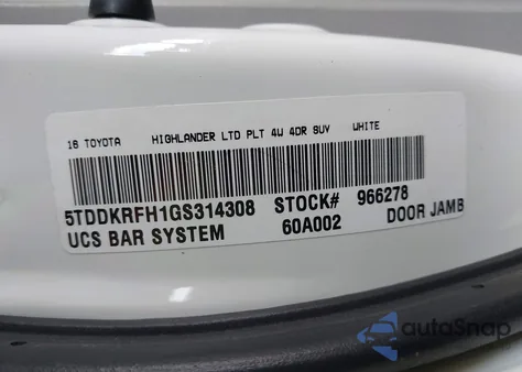 2016 Toyota Highlander Limited Platinum V6 from USA, damaged, VIN 5TDDKRFH1GS314308